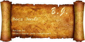 Becz Jenő névjegykártya